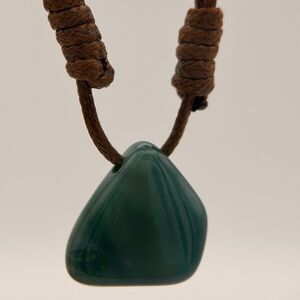 Yax Tun Guatemala Blue Jadeite Veta Pendant w Cord Necklace